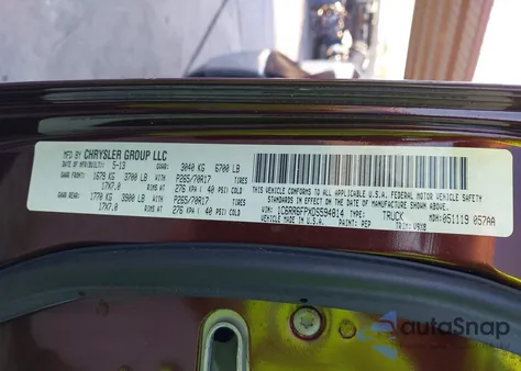 2013 Ram 1500 Tradesman z USA, uszkodzony, nr VIN 1C6RR6FPXDS594814